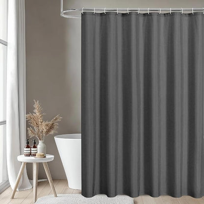 Extra Long Fabric Shower Curtain,No Liner Needed,72x96,CharcoalGrey | 2-in-1 Design,Linen Textured,100% Waterproof TPU-Laminated Backing,Magnetic Weighted,Machine Washable,For Bathroom,Hotel