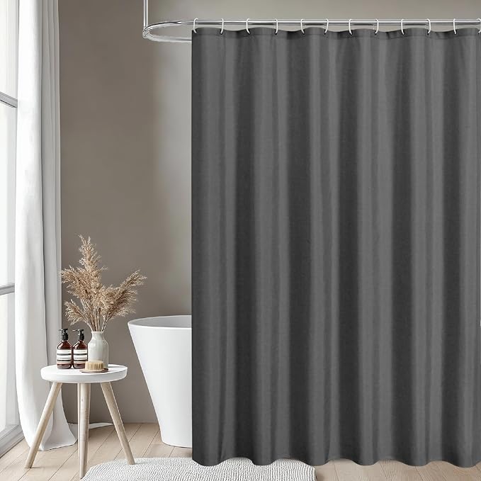 Waterproof Fabric Shower Curtain,No Liner Needed,72x72,CharcoalGrey | 2-in-1 Design,Linen Textured,100% Waterproof TPU-Laminated Backing,Magnetic Weighted,Machine Washable,For Bathroom,Hotel