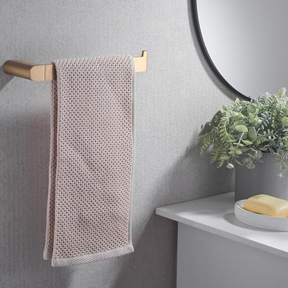 RANDOM Champagne Bronze Towel Bar Set 5 Piece Bathroom Hardware Set Include 9.8/23.6 Inch Towel Holder Toilet Paper Holder and 2 Towel Hooks Stainless Steel Bathroom Accessories Kit Wall Mount
