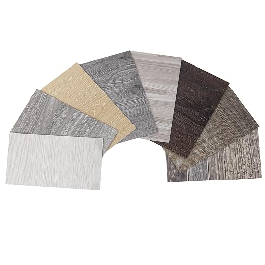 Art3d Peel and Stick Floor Tile Vinyl Wood Plank Samples Set of 8, Rigid Surface Hard Core Easy DIY Self-Adhesive Flooring