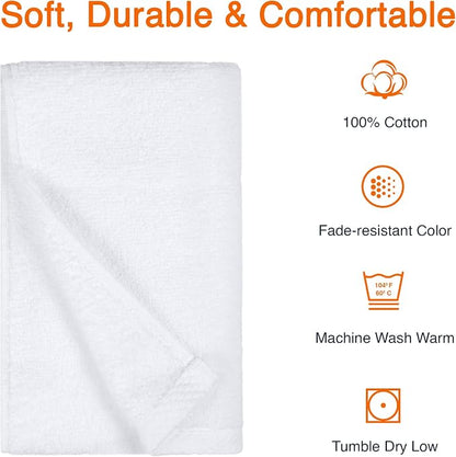 Amazon Basics 8-Pack Soft, Highly Absorbent, Quick-Dry Hand Towels, 100% Cotton, 28" x 16", White
