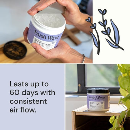 Fresh Wave Lavender Odor Eliminator Gel 2Pk 15 oz - Air Freshener for Home | Lasts 30-60 days. Plant-based odor absorber. No perfumes or harsh chemicals. Bathroom & closet deoderizer. Refills available.