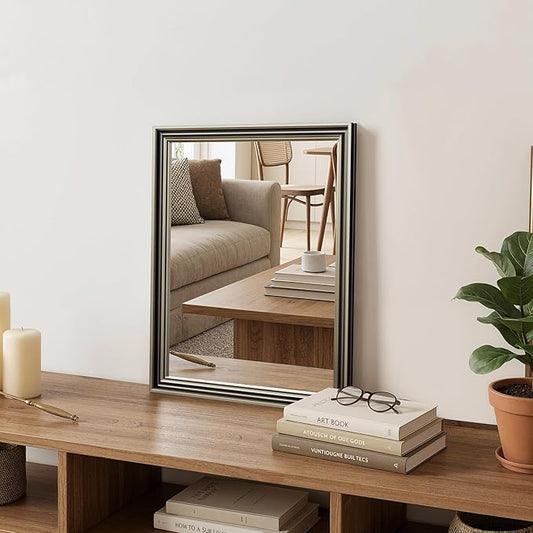 Retro Copper Effect Framed Wall Mirror, 16x20 Rectangle Mirror, Anti-desilvering Tempered Glass, Sustainable&Sturdy Frame, Anti-Rust, HD Reflection &3min Fast Setup for Bathroom Living Room