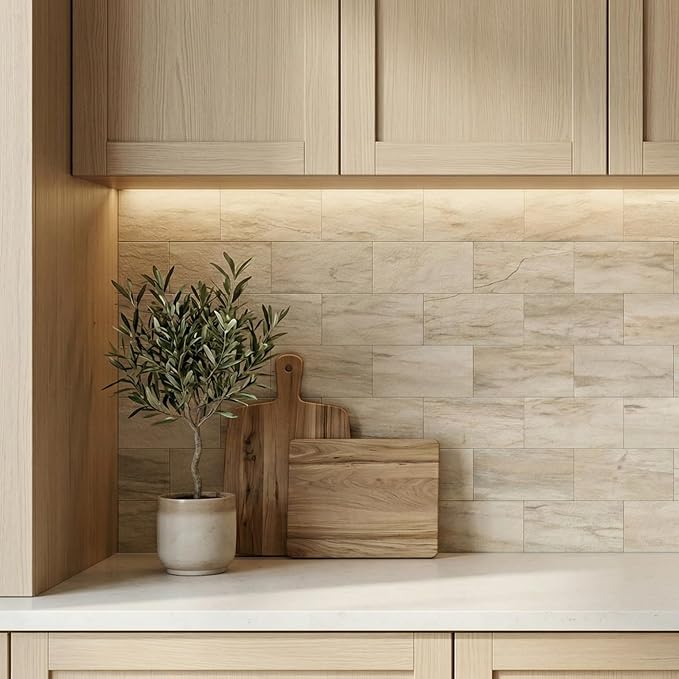 Yipscazo Peel and Stick backsplash 3 x 6 Inches 3D PVC Composite Wall Tile Stick on Backsplash Tile for Kitchen Bathroom, Laundry Room, Fireplace(Yellow Rocks, 2 Pieces)