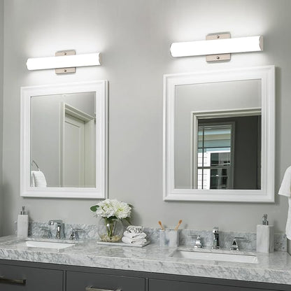 15.74" Modern Brushed Nickel Vanity Light Bar - 18W Dimmable LED Bathroom Lighting Fixtures Over Mirror, Wall Mount Bath Lights