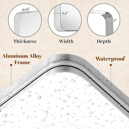 Bathroom Mirrors for Over Sink 30 x 48 Inch Rounded Rectangle Bathroom Vanity Mirror Bathroom Mirror for Wall Hangs Horizontally or Vertically for Living Room Bedroom Entryway Silver