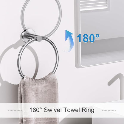 Brushed Nickel Bathroom Hardware Set, 5 Pieces Towel Bar Bathroom Accessories, Upgraded Toilet Paper Holder with Shelf Set, 23.6 Inch Towel Rack Towel Holder for Bathroom Wall