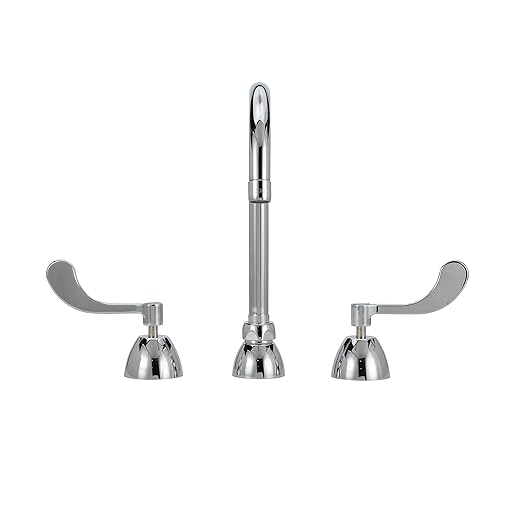 Zurn Z831B4-XL AquaSpec Widespread Gooseneck Faucet, 5 3/8" Spout, 2.2 GPM Pressure-Compensating Aerator, 4" Wrist Blade Handles, Chrome