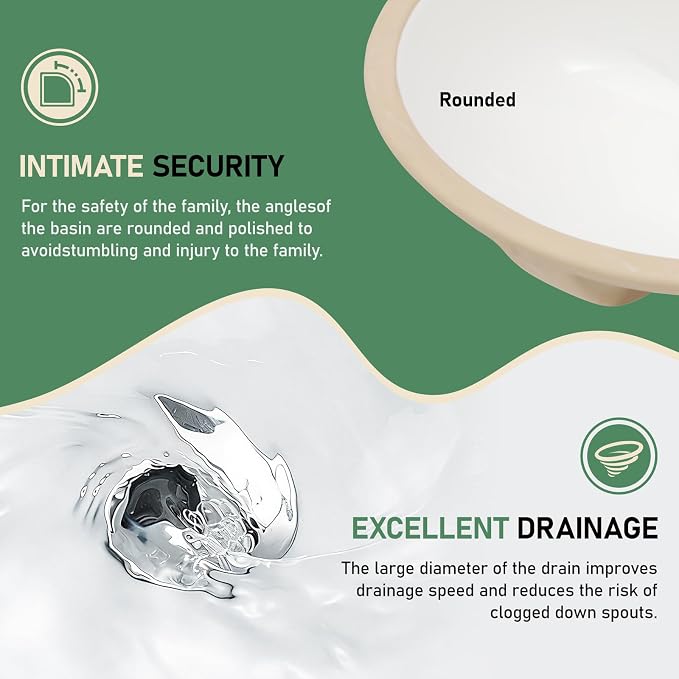 20x16 Inch White Oval Undermount Bathroom Sink | Interior Bowl Size 17"W x 14", DCeramic, Curved Bottom, Easy to Clean, with Overflow, Ideal for Bathroom, Lavatory, Vanity