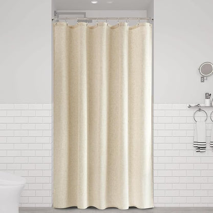 Beige Linen Shower Curtain, Textured Fabric Shower Curtains for Bathroom Modern Farmhouse Neutral Tone Premium Quality Fabric Bohemian Rustic Cottage Country Bathroom Decor, Cream, 60 x 72