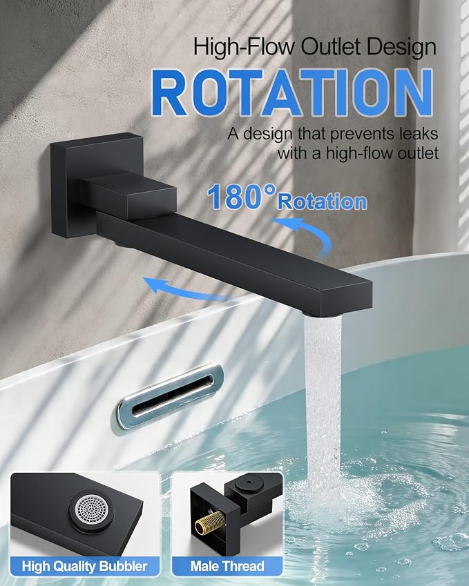 Woindo 4 Function Shower Faucet Set 12" Rain Shower Head/6'' Side Shower Head and 3 Setting Handheld Ceiling Mount Push Button Diverter Complete Rainfall Round Shower System Included Valve Trim Kit