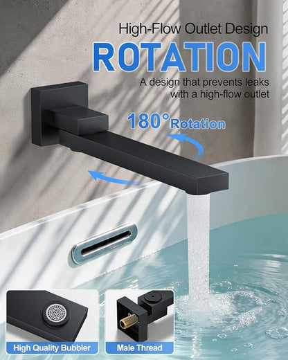 Woindo 4 Function Shower Faucet Set 12" Rain Shower Head/6'' Side Shower Head and 3 Setting Handheld Ceiling Mount Push Button Diverter Complete Rainfall Round Shower System Included Valve Trim Kit