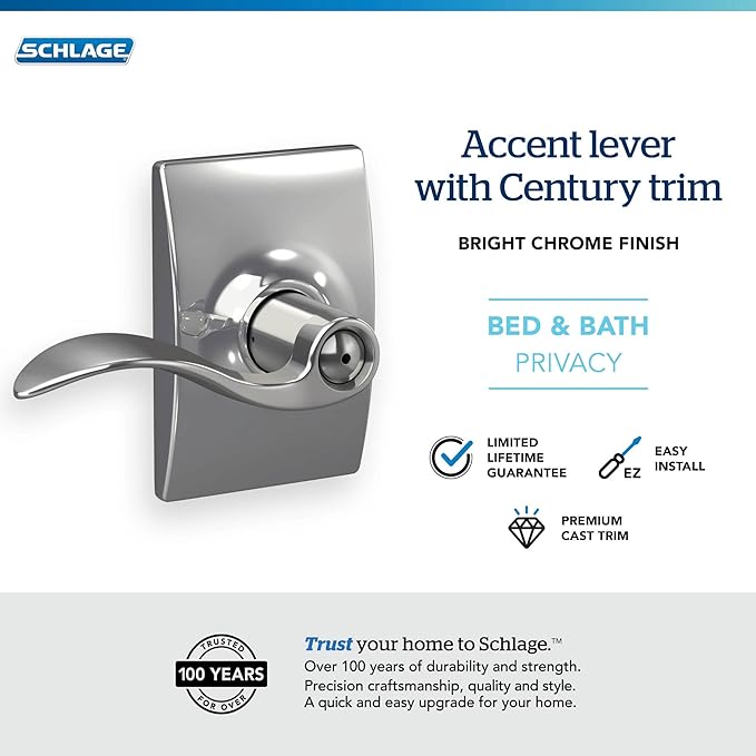 SCHLAGE Accent Lever Century Rose Priv 16080 100