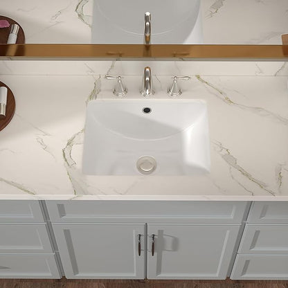 Lordear Undermount Bathroom Sink 18x14 Inch White Rectangle Porcelain Ceramic Vessel Sinks Deep Basin with Overflow Lavatory Vanity Sink Mounted Under the Counter