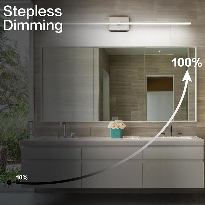 48 Inch Vanity Lights for Bathroom Over Mirror Brushed Nickel Over Cabinet Arm Extra Wide LED Bar 5CCT 2900K 6000K 32W 2560lm ETL