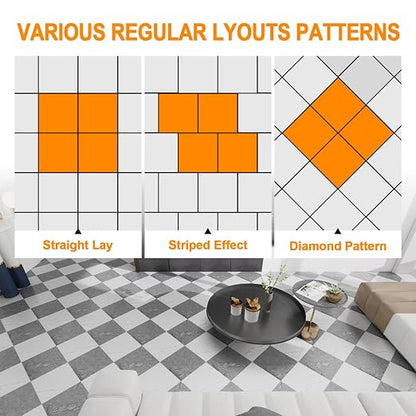 Peel and Stick Floor Tile 10-Pack 12 x 12 inch,Self-adhesive Waterproof Vinyl Flooring Plank for Bathroom,Kitchen, Dining Room, Bedrooms, Cover 10 Sq. Ft Grey & White Marble (5 Tiles per Color)