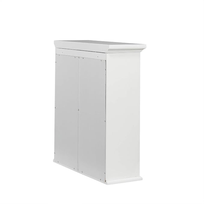 Teamson Home St. James Removable Wood Wall Cabinet 2 Doors 2 Adjustable Shelves 3 Storage Spaces, White | Storage