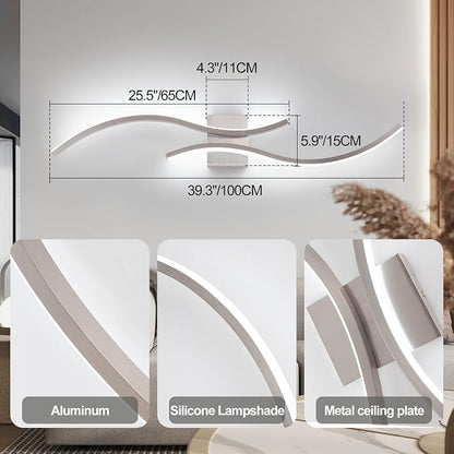 CANEOE Modern Led Wall Light, 39inch Brushed Nickel Indoor Led Wall Sconce Lighting for Living Room Hallway Bedroom Bedside Wall Lamp (Brushed Nickel,6000K,1 Pack)