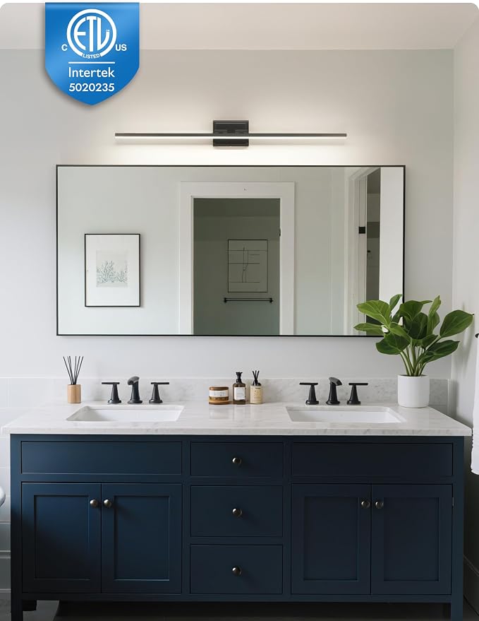 39.4 Inch Modern Bathroom Light Fixture, 24W 5CCT Dimmable LED Black Bathroom Vanity Lights Over Mirror, Vanity Lights for Bathrooms Restroom Mirror- ETL Certified