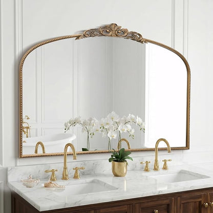 Micasso Large Vintage Gold Mirror: 48"x33" Baroque Antique Wall Mirror | Traditional Ornate French Decorative Arched Mirror for Bedroom/Bathroom/Fireplace/Entryway/Hallway/Living Room/Dining Room