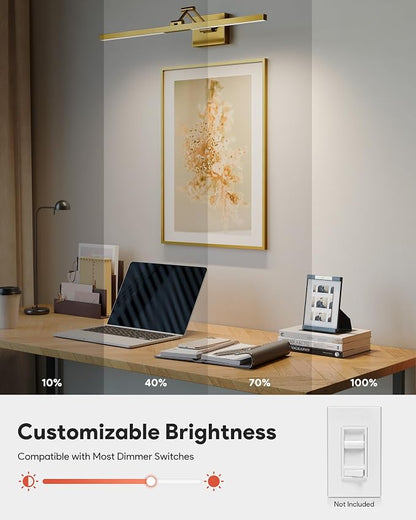 VONLUCE 30" Modern LED Bathroom Vanity Light, Brushed Gold | 3CCT, Flicker-free, 360° Rotatable Head & Swing Arm, IP44 waterproof Bathroom Light Fixture Over Mirror for Bathroom, Picture