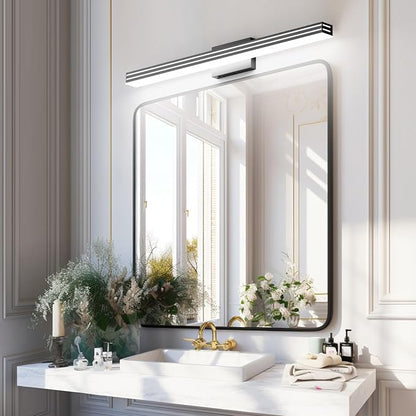 Ralbay 5 Color Temperature Dimmable LED Modern Black Vanity Light for Bathroom 40inch 36W Acrylic Matte Black Bathroom Vanity Lighting Fixtures Over Mirror