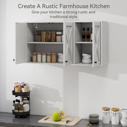 YOURLITE Laundry Cabinet, Medicine Cabinet, Bathroom Kitchen Storage Wall Mounted Farmhouse Organizer with Shelves Over Toilet, 36" Wide, White