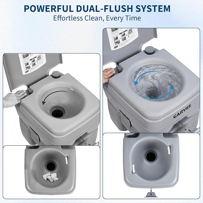 5.3 Gallon Portable Toilet for Camping, with Carry Bag & Detachable Tank, Ideal for Boat, Truck & RV Use, Gray