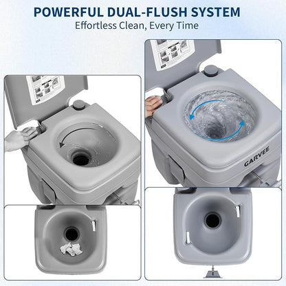 5.3 Gallon Portable Toilet for Camping, with Carry Bag & Detachable Tank, Ideal for Boat, Truck & RV Use, Gray