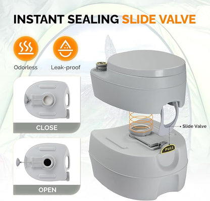 VINGLI Portable Toilet for Camping, Portable RV Toilet with 5.3 Gallon Detachable Sewage Tank, Indoor Outdoor Leak-Proof Toilet for Adults, Suitable for Hiking, Camping, Traveling and Boating