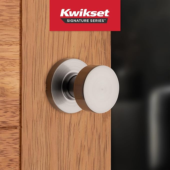 Kwikset Pismo Interior Passage Door Knob, Handle for Closet and Hallway Doors, Non-Locking Doorknob in Satin Nickel, with Microban Protection (Pack of 10)