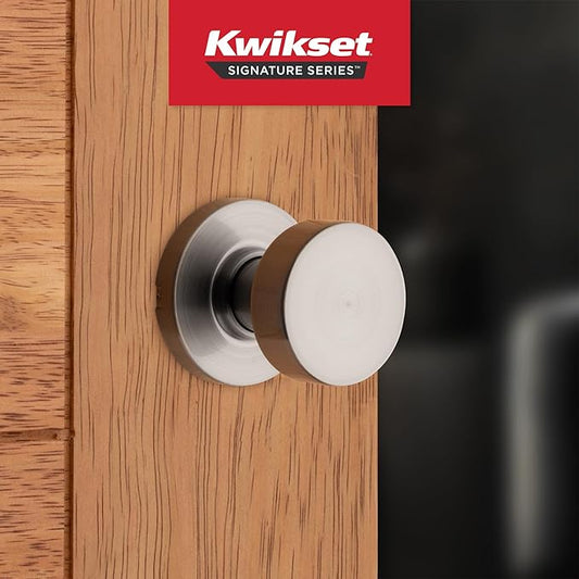 Kwikset Pismo Interior Passage Door Knob, Handle for Closet and Hallway Doors, Non-Locking Doorknob in Satin Nickel, with Microban Protection (Pack of 10)