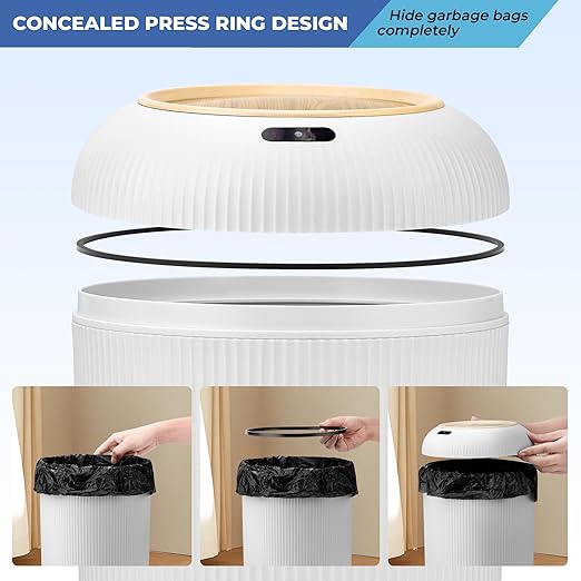 Pukomc 2 Pack Automatic Trash Can 12L /3 Gallon and 10L /2.64 Gallon | Bathroom Trash Bin with Lid Touchless Small Smart Motion Sensor Garbage Cans for Kitchen, Bathroom,Living Room and Bedroom