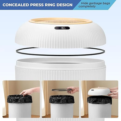 Pukomc 2 Pack Automatic Trash Can 12L /3 Gallon and 10L /2.64 Gallon | Bathroom Trash Bin with Lid Touchless Small Smart Motion Sensor Garbage Cans for Kitchen, Bathroom,Living Room and Bedroom