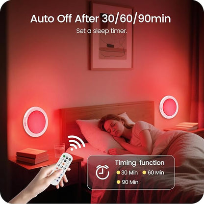 Motion Sensor Rechargeable Shower Light for Inside Shower with Remote, RGBW Battery Operated Ceiling Light, Wireless, Color-Changing Ambient Light, Warm-to-Cool Whites, Dimmable, Timer, Magnetic