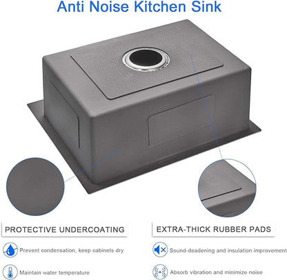 20" Drop-In Single Bowl Kitchen Sink 304 Stainless Steel Brushed | 20"x16" Drop-in Sink | Stainless steel | 9" Deep | Topmount Strainer | Included | Single Bowl | Small Kitchen/Prep