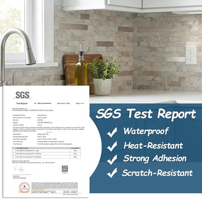 1 - Sheet Peel and Stick Backsplash Wall Tile, PVC Kitchen Backsplash, Stick on Tiles for Backsplash Kitchen (12'' X 12'', Beige Rocks)