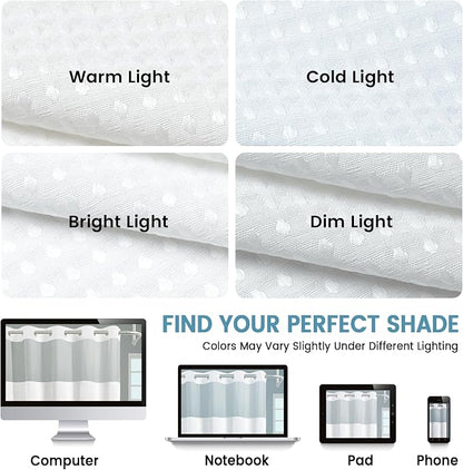 EUTXL Heavyweight No Hook Shower Curtain with Liner, White, 54x74 | Snap in Liner, Thick Waffle Fabric, Hotel Quality, Corner Magnets, Waterproof & Washable