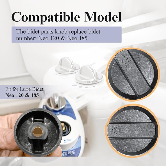 4 Pcs Black Bidet Seats Replacement Knob Fit for Luxe Bidet Neo 120 & Neo 185, Knob Accessories for Luxe Bidet Neo 120 & Neo 185, Neo Knob, Non-Electric Bidet Attachment for Toilet Seat