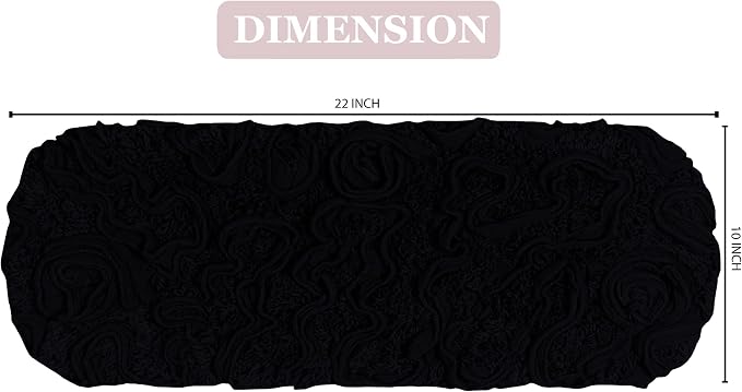 Home Weavers Bell Flower Toilet Tank Lid Cover – 10"x22", 100% Cotton, Tufted, Soft & Absorbent, Non-Slip, Machine Washable Bathroom Décor, Black