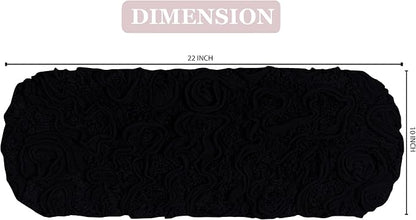 Home Weavers Bell Flower Toilet Tank Lid Cover – 10"x22", 100% Cotton, Tufted, Soft & Absorbent, Non-Slip, Machine Washable Bathroom Décor, Black