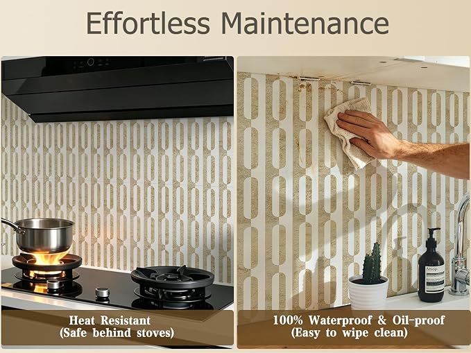 STICKGOO Peel and Stick Backsplash Tiles 12"x12", Waterproof Stick on Kitchen & Bathroom Backsplash, PVC Self Adhesive Wall Tiles for Fireplace, White/Yellow Slate (10 Sheets)