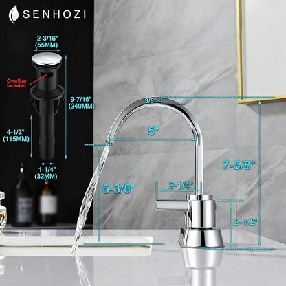 Bathroom Sink Faucet 3 Hole Chrome, 4 Inch Centerset | 360 Degree Swivel Waterfall Spout, Stainless Steel Bathroom Faucet for Sink 3 Hole, with Pop Up Drain, Chrome Bathroom Faucet