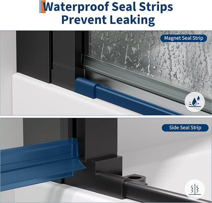 Pivot Shower Door 72"x34" – Aluminum Frame with 6mm Tempered Glass, Single-Hinge Design, Easy-Clean Coating, Matte Black