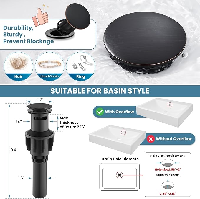 gotonovo Bathroom Sink Faucet Single Hole Double Cross Handle Knobs Lavatory Vessel Sink Mixer Tap Bathroom Faucet with Pop up Drain and Deck Cover Plate Oil Rubbed Bronze