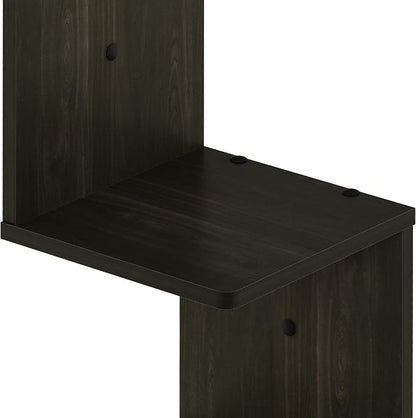Furinno Rossi Wall Mount Floating Corner Shelf, 5-Tier Square , Espresso