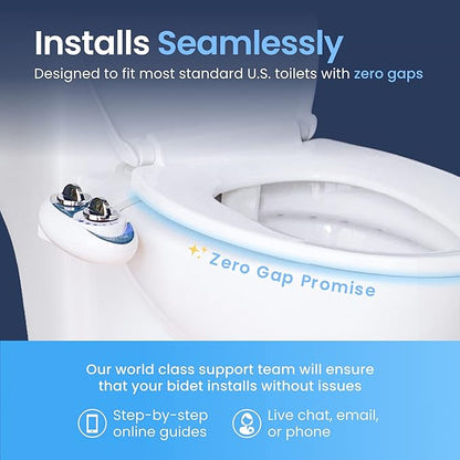 LUXE Bidet NEO 180 - Dual Nozzle, Self-Cleaning, Non-Electric Bidet Attachment for Toilet Seat, Adjustable Water Pressure, Rear & Feminine Wash, with Lever Control (White)