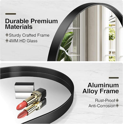 Brightify Black Oval Mirror for Wall, 48"x30" Bathroom Vanity Mirrors with Metal Framed, Modern Large Mirror for Bedroom Living Room Wall Decorative Hang Vertical and Horizontal