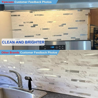 Yipscazo 40 Sheets Peel and Stick Stone Metal Backsplash, PVC Wall Tiles Stick on Tiles for Backsplash Kitchen, Bathroom, Fireplace (6'' X 12'', Jazz White)