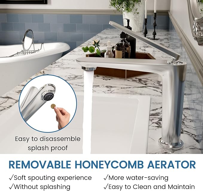 Bathroom Faucet Chrome, One Hole Single Handle Vessel Sink Faucet, Brass Bathroom Faucet for Vanity Sink Restroom Guestroom RVs